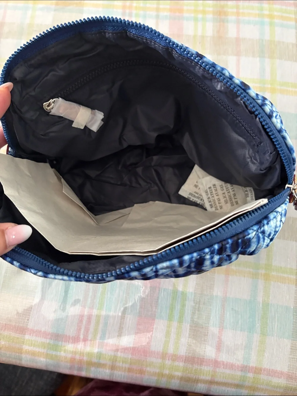 MZ Wallace Blue Tie-Dye Quilted Cosmetic Pouch